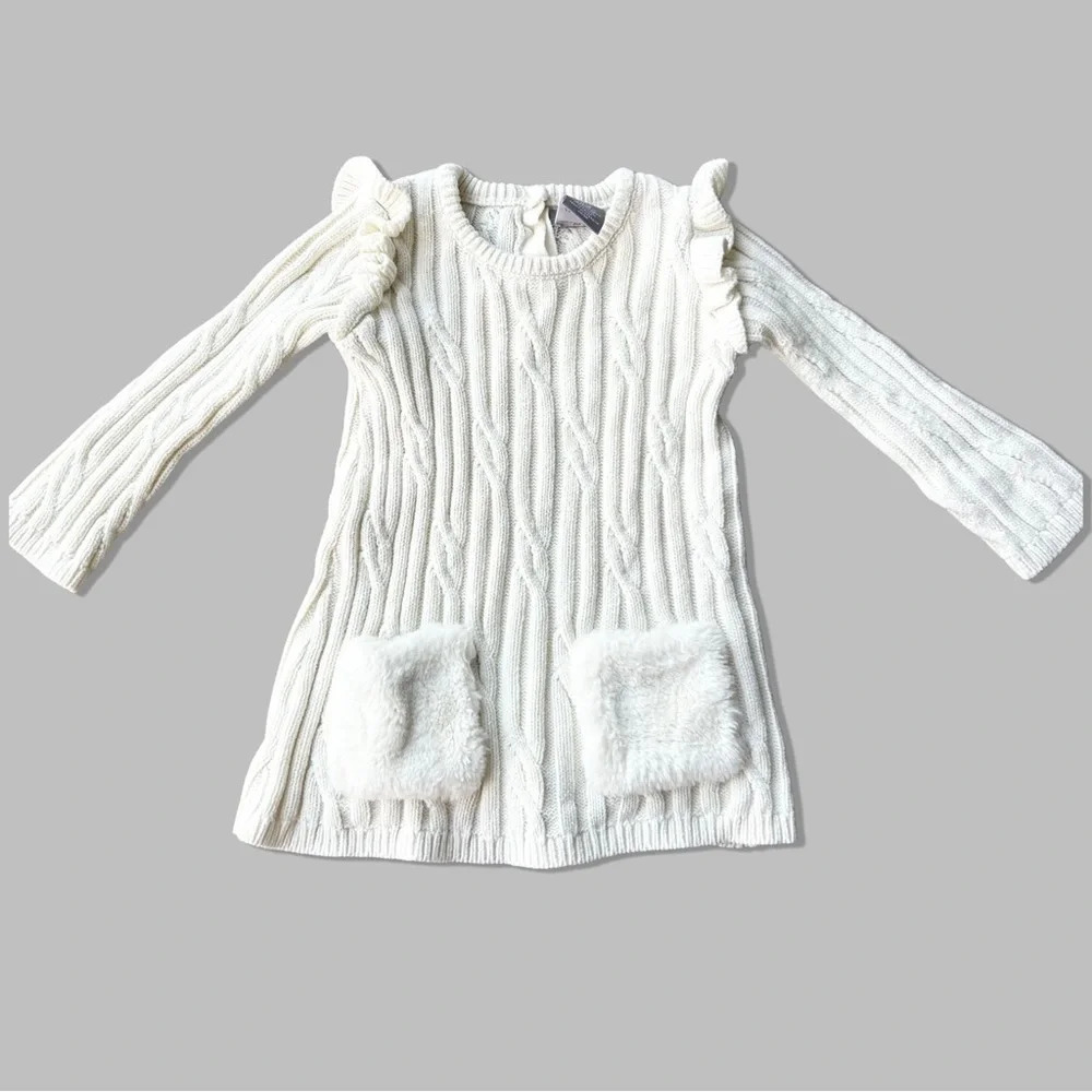 Tahari Baby Faux Fur Pocket Sweater Dress